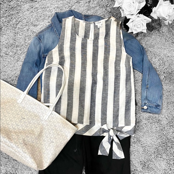 J. Crew Tops - 3/$20 NWOT J Crew Striped Linen Top w/Bow Detail